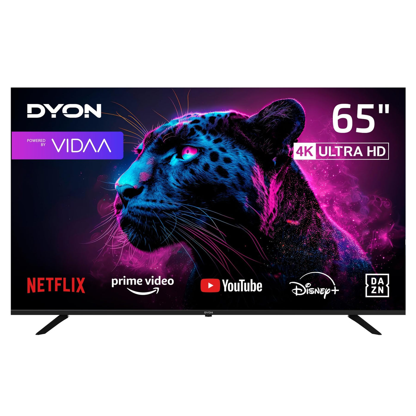 DYON Movie Smart 65 VX - 65 Zoll (164 cm) 4K UHD Smart TV mit Triple Tuner (DVB-C/-S2/-T2), App Store, Prime Video, Netflix, YouTube, DAZN, Disney+, waipu.tv, Hotelmodus