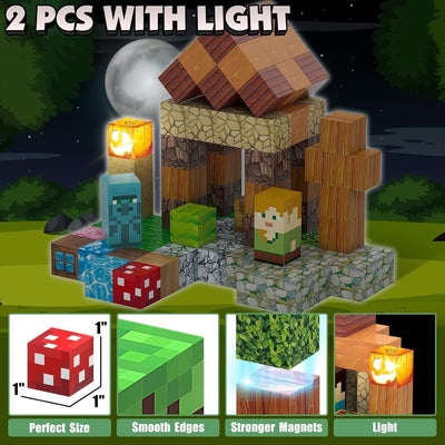 TUKIIE Magnetische Bausteine 120 Stück 1" Light Up Magnetic Building Blocks Magnetblöcke Magnetbausteine Magnetspiele Spielzeug für Kinder ab 3 Jahren Kreative Magnetspielzeug Geschenke Jungen Mädchen