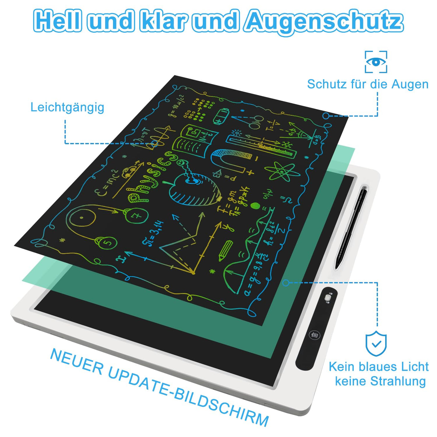 surekuo LCD schreibtafel kinder 22 zoll bunte lcd schreibtafel 2 Stiften und Verstellbarem Ständer, Ist Ein Pädagogisches Lernspielzeug Für Im Alter Von 3-12 Weihnachtsgeschenke