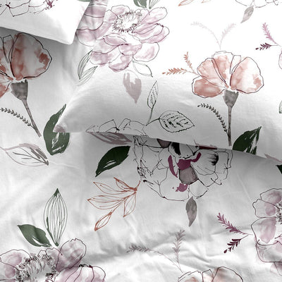 Traumschlaf Moderne Biber Bettwäsche Atherton Rose kuschelig weich aus 100% Baumwolle mit Reißverschluss - Made in Germany 135x200 cm + 80x80 cm