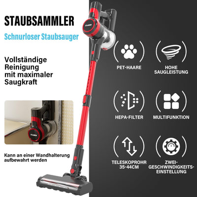 Stanew Akku Staubsauger, 4 in 1 Staubsauger Kabellos, 150W Leichter Handstaubsauger, 22,2V Akkusauger, 40Min Laufzeit, 800ml Vacuum Cleaner, Akkusauger für Teppich, Tierhaare, Auto