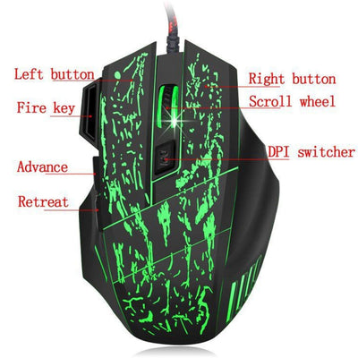 Tastatur-Maus-Set, USB Ergonomische dreifarbige Hintergrundbeleuchtung 104 Tasten Game Wired Keypad, für Computer Laptop Desktop, für Home Office