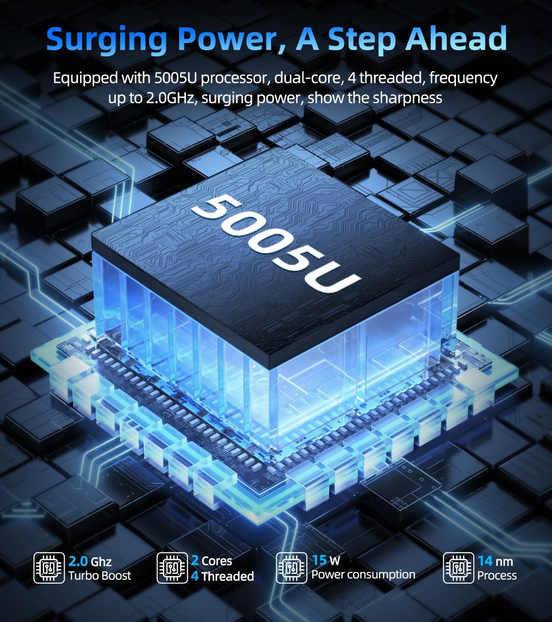 SGIN Laptop 17,3 Zoll, 4GB RAM 128GB SSD Notebook, I3 5005U, FHD IPS, 2 x USB 3.2, Bluetooth 4.2, Dual Band WiFi, erweiterbarer Speicher 512GB TF