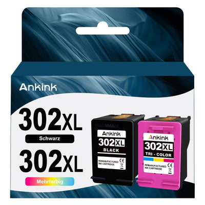 ANKINK Wiederaufbereitet Tintenpatrone Druckerpatronen als Ersatz für HP 302XL für Patrone 302 XL für 1110 2130 3630 3632 3634 3636 3639 4520 4524 4525 4526 4528 3830 3831 3833 Schwarz Farbe 2er-Pack