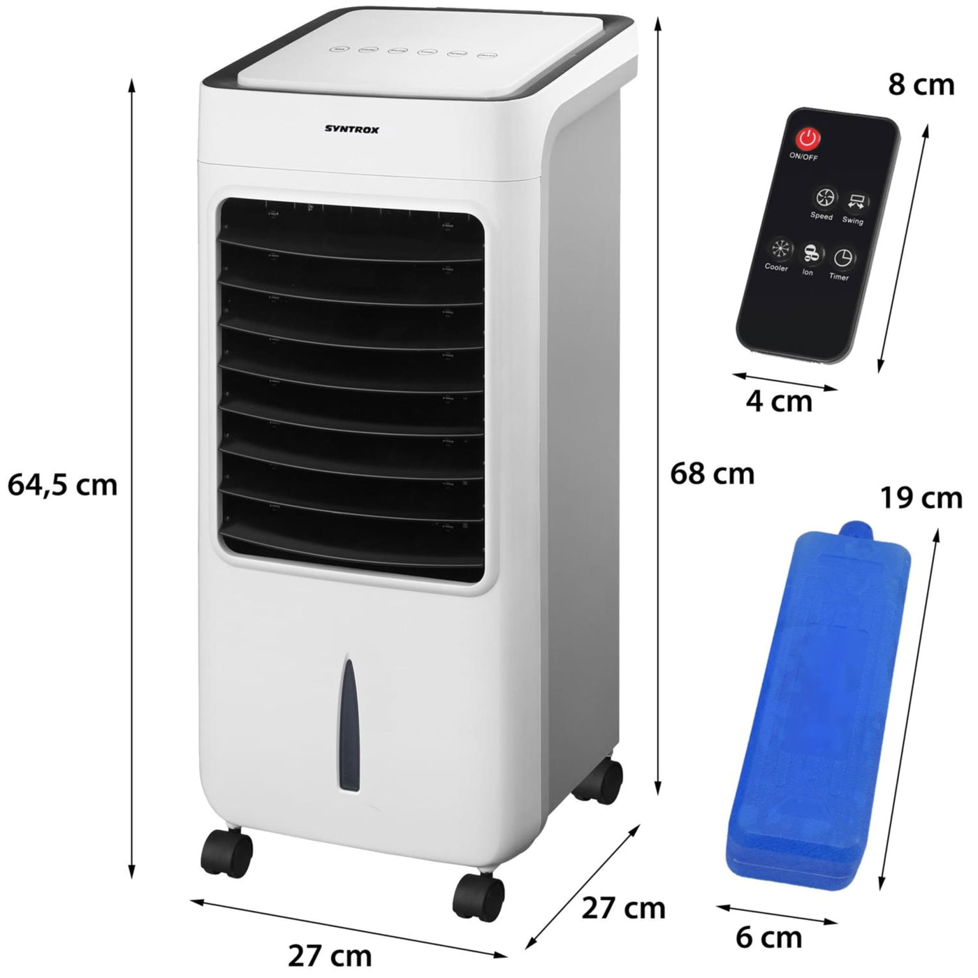 Syntrox Luftkühler mit Fernbedienung Breeze | Wasserkühler | Verdunstungskühler, Timer, Raumklimagerät, mobile Klimaanlage, Ventilator mit Befeuchtung