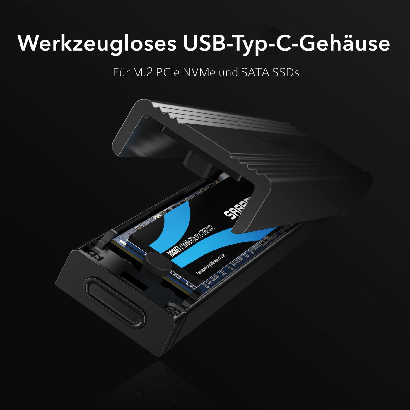 SABRENT NVMe Gehäuse und m2 SATA SSD Adapter (M-Key, M+B Key) USB C 3.2X2 10Gbps Kühlkörper Design (EC-SNVE)
