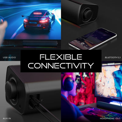 Sound Blaster GS3 Kompakte Gaming-Soundbar mit RGB- und SuperWide-Technologie, Stromversorgung über USB, Bluetooth 5.4, Kopfhörerausgang, für PC und Mac