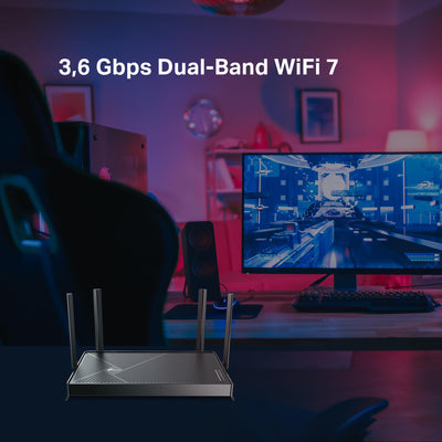 TP-Link WiFi 7 Router Archer BE3600 | Dual-Band WLAN 3570 Mbps | 2 x 𝟐,𝟓𝐆-𝐏𝐨𝐫𝐭𝐬 | USB 3.0 | EasyMesh | VPN-Clients und -Server | HomeShield
