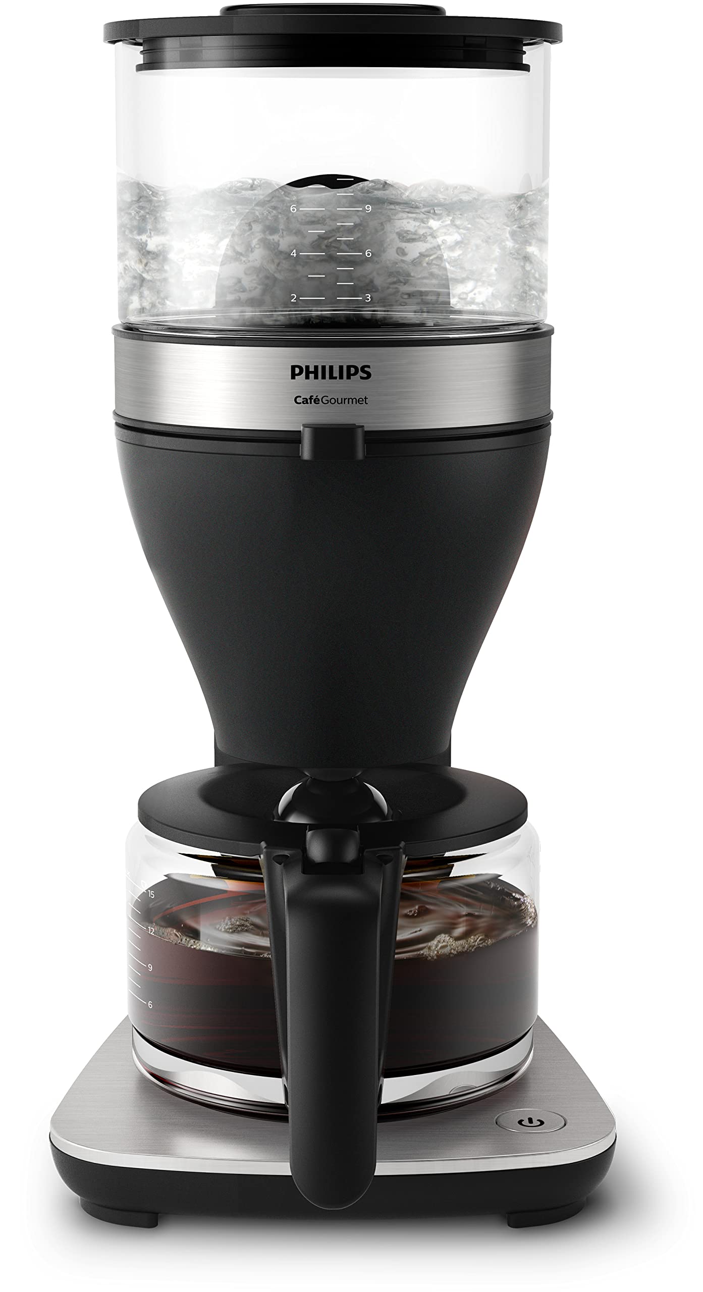Philips Filterkaffeemaschine – 1.25L-Fassungsvermögen, bis zu 15 Tassen, Boil & Brew, schwarz/silbern (HD5416/60) & HD2637/90 Toaster, 7 Stufen, Brötchenaufsatz, Stopp-Taste, 1000 W, schwarz/edelstahl