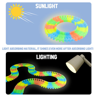 Spielzeug ab 3 Jahre Autorennbahn Rennbahn Kinder 3 Jahre mit 240 Stück Leucht Autorennbahn 2 Glow Tracks Auto Geschenk Mädchen Kinderspielzeug ab 3 4 5 6 Jahre Junge Mädchen