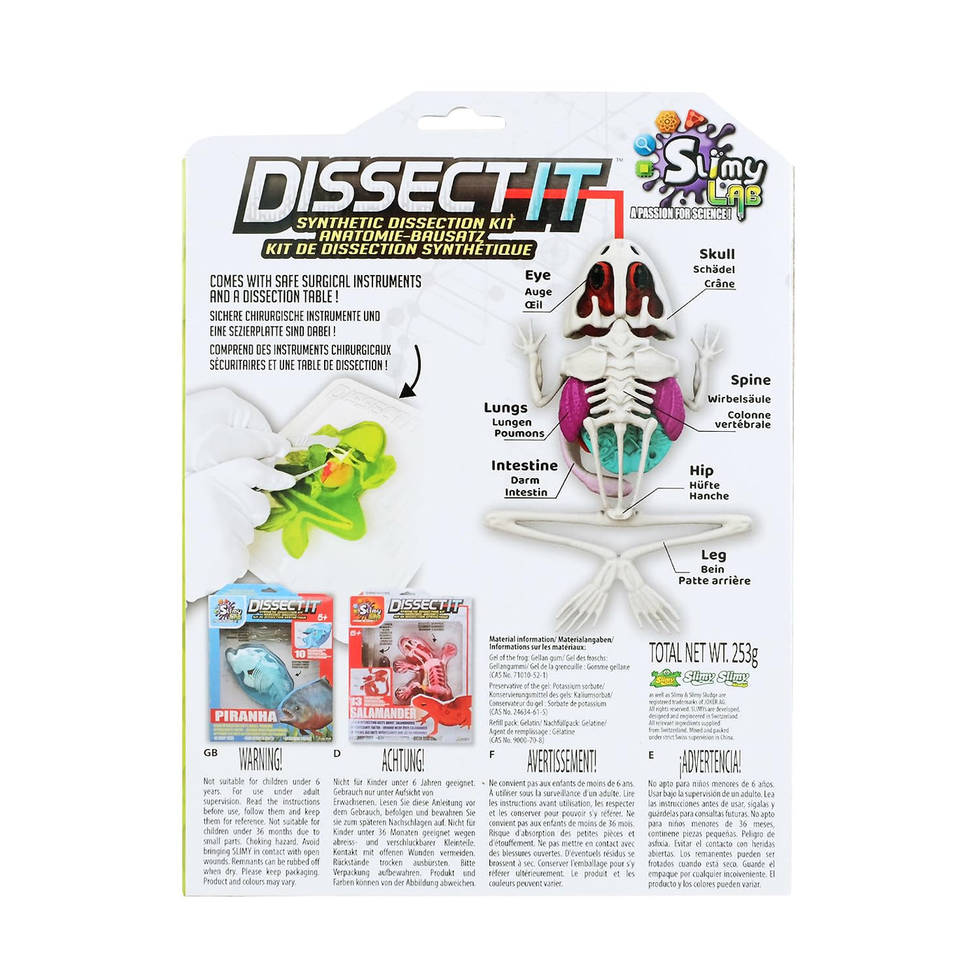 Original SLIMY Lab Dissect-IT Frosch - Experimentieren & Forschen Sezier-Set - Schleim Labor, prämiertes STEM/Mint Lernspielzeug, Slime-Set mit Spielknete und Sezierwerkzeug