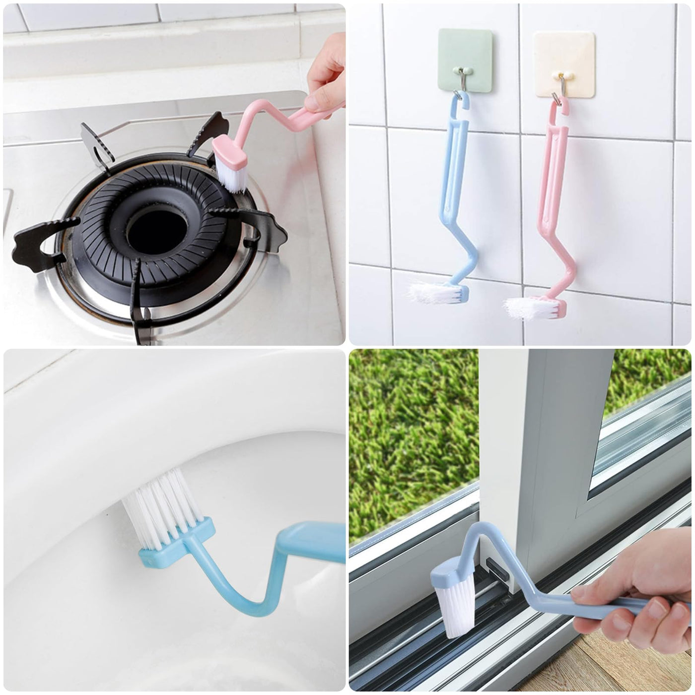 3 Pack Toilettenbürste, Klobürste Mit Randreiniger, Wc Bürste Mit Randreiniger, Langer Stiel Klobürste Gebogen, Upgrade Wc Bürste, Für Tiefenreinigung (Blau, Grün, Rosa)