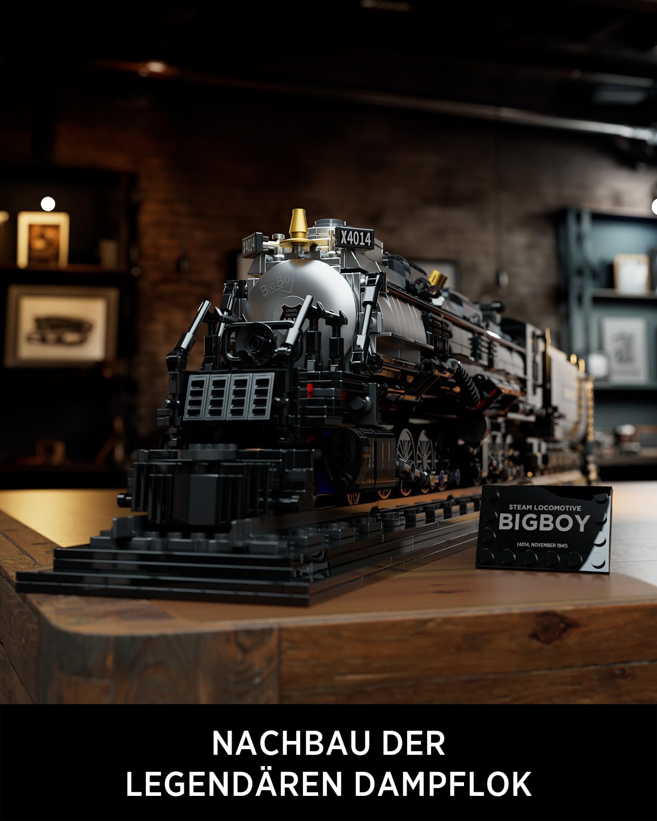 Nifeliz Zug Big Boy Retro Dampflok Klemmbausteine Set, Lokomotive Modell mit Schienen Bauspielzeug, Zug Eisenbahn Geschenk für Erwachsene und Jungen (1818 Teile)