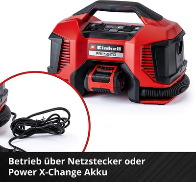 Einhell Hybrid-Kompressor PRESSITO Power X-Change (18 V, max. 11 bar, 31 cm Schlauchlänge, inkl. 3-tlg. Adapter-Set, ohne Akku)