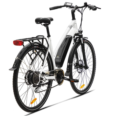 VecoCraft Elektrofahrrad E Bike Athena, Trekking Pedelec für Damen Herren, 28 Zoll Urban Citybike, mit 36V 250W 13Ah Akku 25km/h 100km, Shimano 8-Gang Electric Bike, Weiss