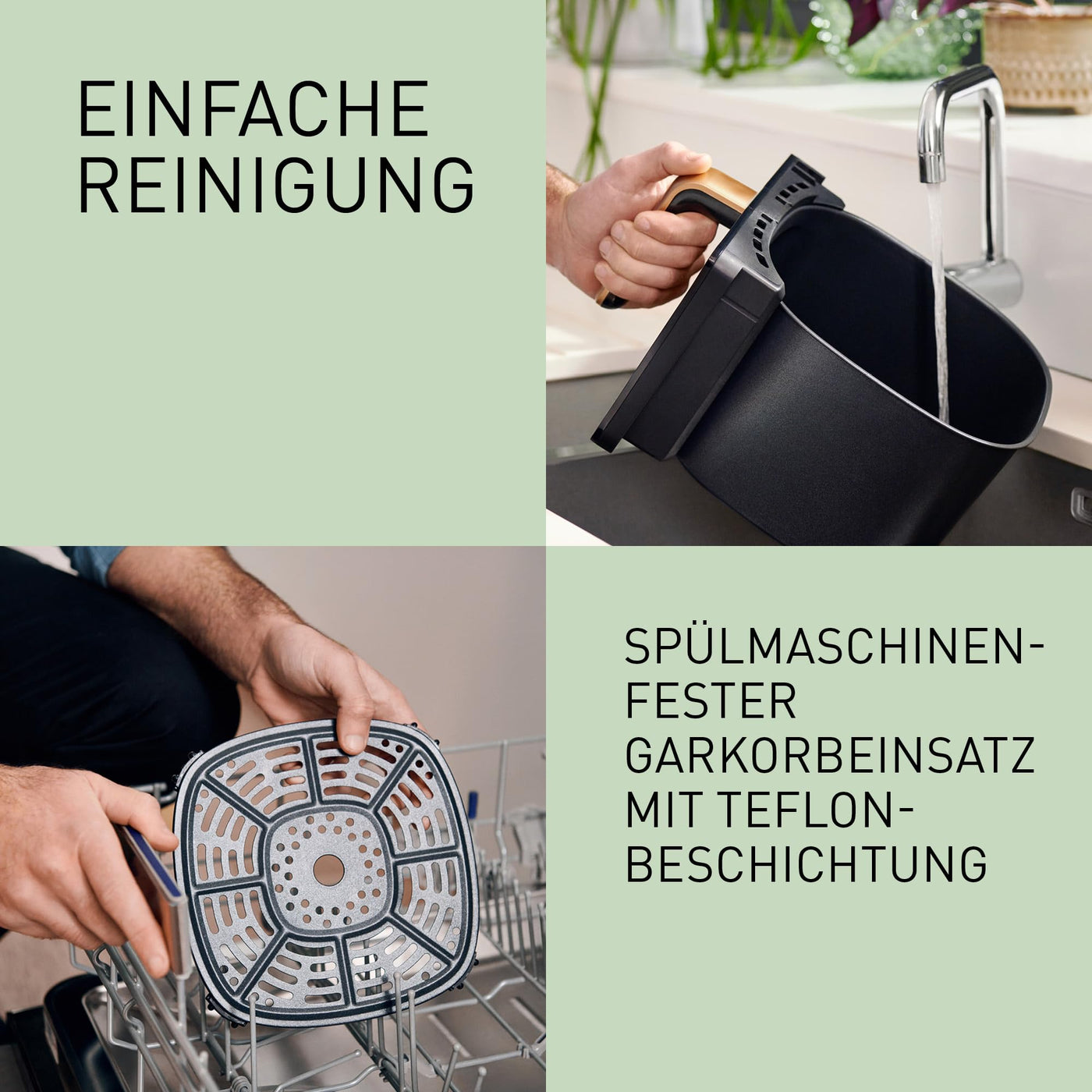 Panasonic NF-CC600AXE Air Fryer mit Sichtfenster, 6 l, 80–200 °C, digitaler Timer & LCD-Display, sanfte Dampfzugabe, 11 Voreinstellungen, einfache Reinigung, Schwarz mit Griff in Roségold
