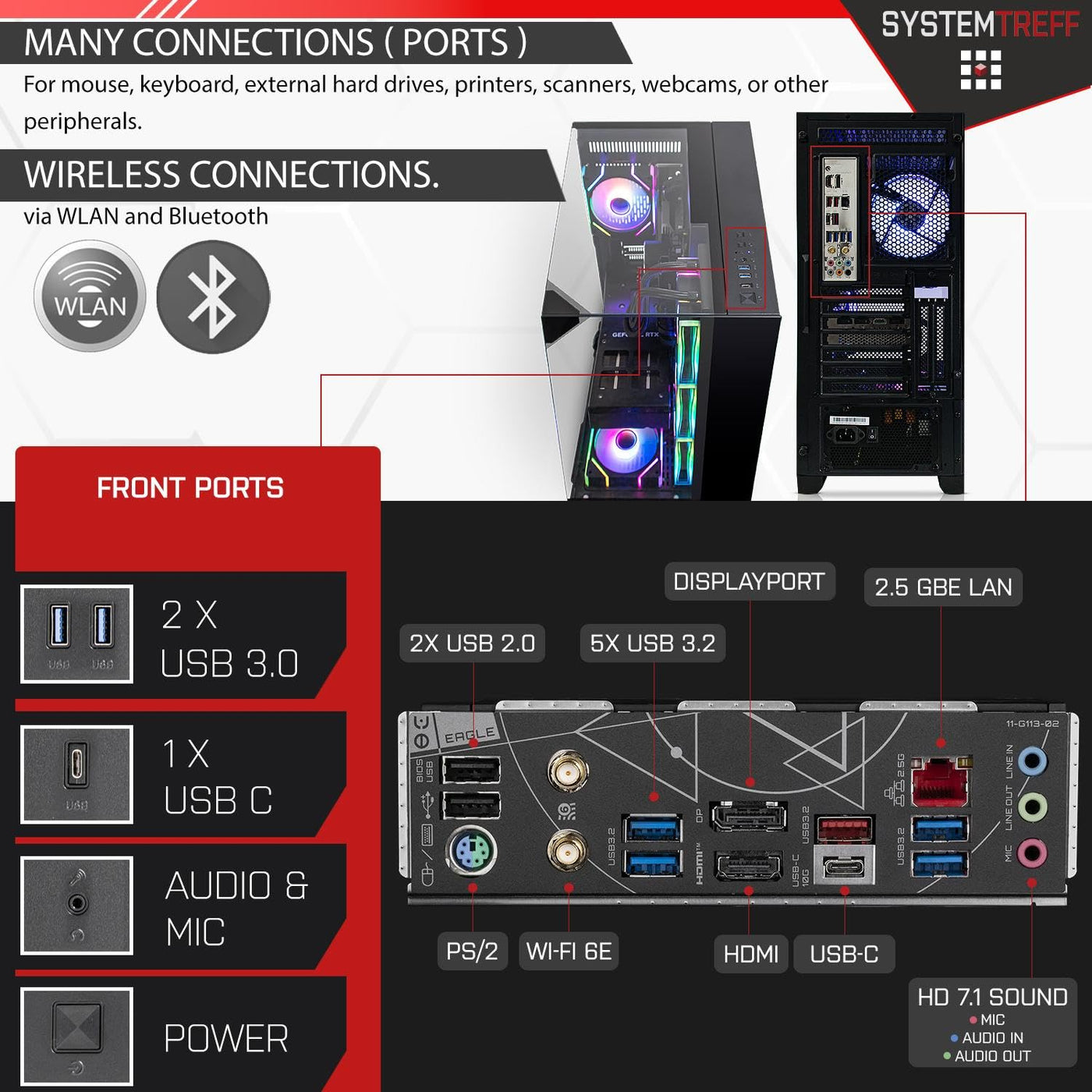 SYSTEMTREFF High-End Gaming PC Intel Core i9-14900KF 24x6GHz | Nvidia RTX 4070 Ti Super 16GB DX12 | 1TB M.2 NVMe | 32GB DDR5 RAM | WLAN Desktop Computer Rechner für Gamer, Zocker & Streamer