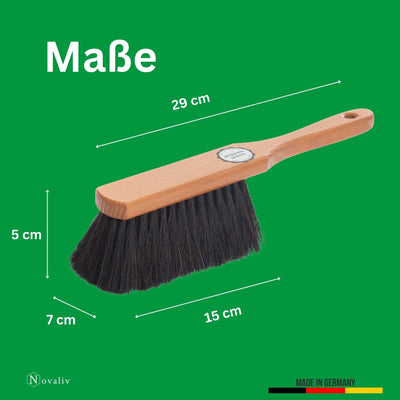 Novaliv Handfeger ROSSHAAR Mischung Besen weiche Borsten - Schrankbesen Gemischtes Rosshaar Handfeger Auto Besenbürste - Idealer Schneebesen Auto Rosshaarbesen Mix Naturborsten Hand Brush Handkehrer