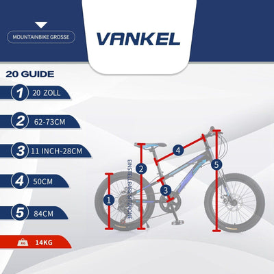 Sinaopus Vankel Kinderfahrrad 20 Zoll Kinderfahrrad Mountainbike Jungen Mädchen, 6 Gang, Kettenschaltung, 20 Zoll - 6-9 Jahre mit Hochwertige Scheibenbremsen(Rot) (Rot)