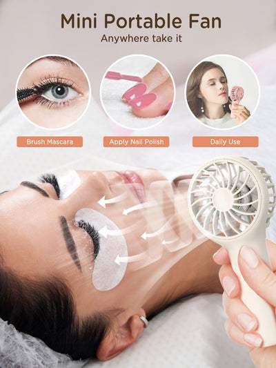 EasyAcc Handventilator Tragbarer, Handventilator Mini Kinder Ventilator Akku Aufladbar Leise Klein Taschenventilator mit 3 Geschwindigkeiten für Frauen Kinder Reisen Make-up Wimpernfächer für Mädchen