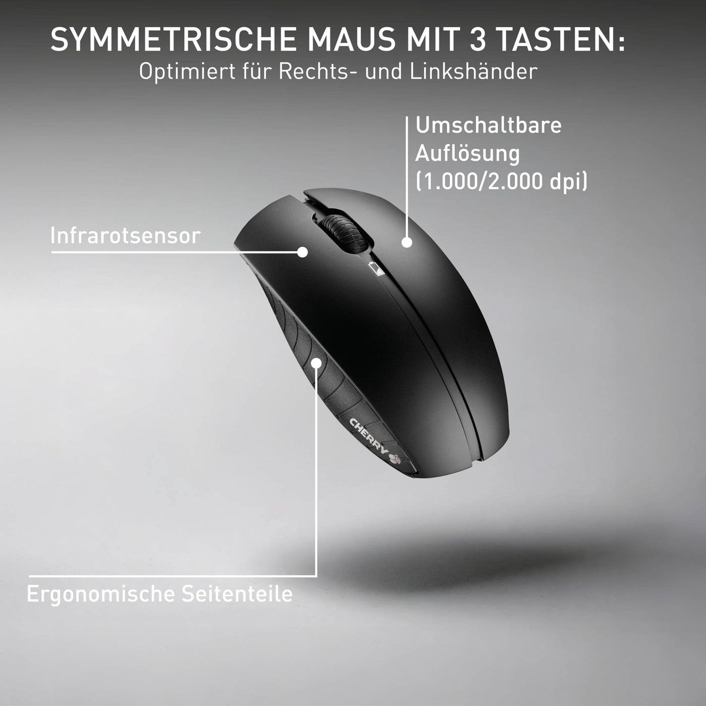 CHERRY B.UNLIMITED 3.0, Kabelloses Tastatur- und Maus-Set, Deutsches Layout (QWERTZ), 2,4 GHz Funk, Dauerhaft Abriebfeste Tasten, Wiederaufladbar, Schwarz