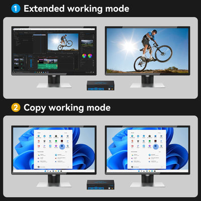 HDMI USB 3.0 KVM Switch 2 PC 2 Monitore 4K60Hz KVM-Switches für Zwei Computer teilen sich Dual Monitor und Vier Peripheriegeräte Support Extended & Copy Mode mit Desktop-Controller und 2xUSB-Kabeln