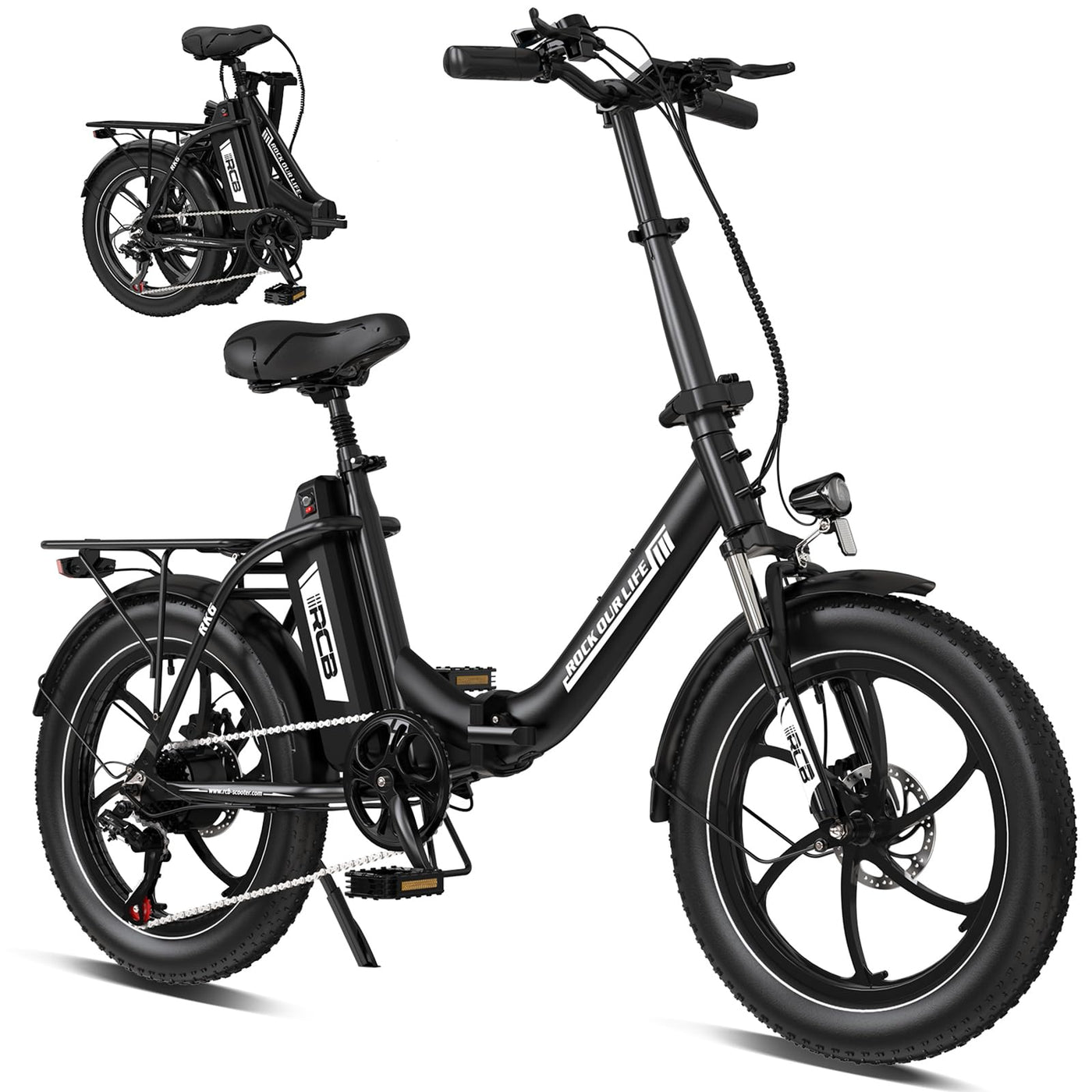 RCB RK6 20" E Bike für Erwachsene, 250W Motor 36V 15.6Ah Akku, 7-Gang,Breitreifen Klappbares E-Bike, Leichtes Elektrofahrrad für Stadtpendler