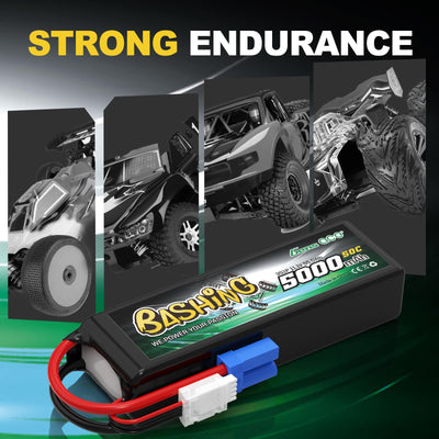 Gens ace 3S Lipo 5000mAh 11.1V 3S1P 50C Bashing Lipo Akku mit EC5 Stecker für die meisten RC-Autos im Maßstab 1/8, 1/10