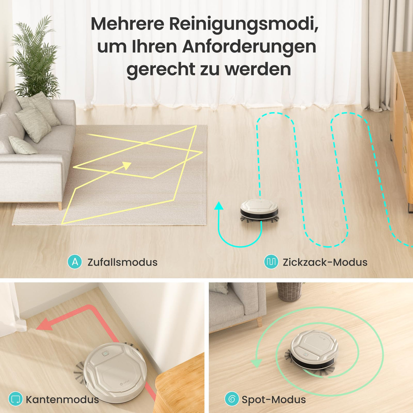 LEFANT M210P Saugroboter, Superschlank Staubsauger Roboter, 2200 Pa Saugkraft, 120 Min Laufzeit, WLAN optimiert für Teppiche, Tierhaare, Hartböden, Roboterstaubsauger mit Ladestation, Champagnergrau