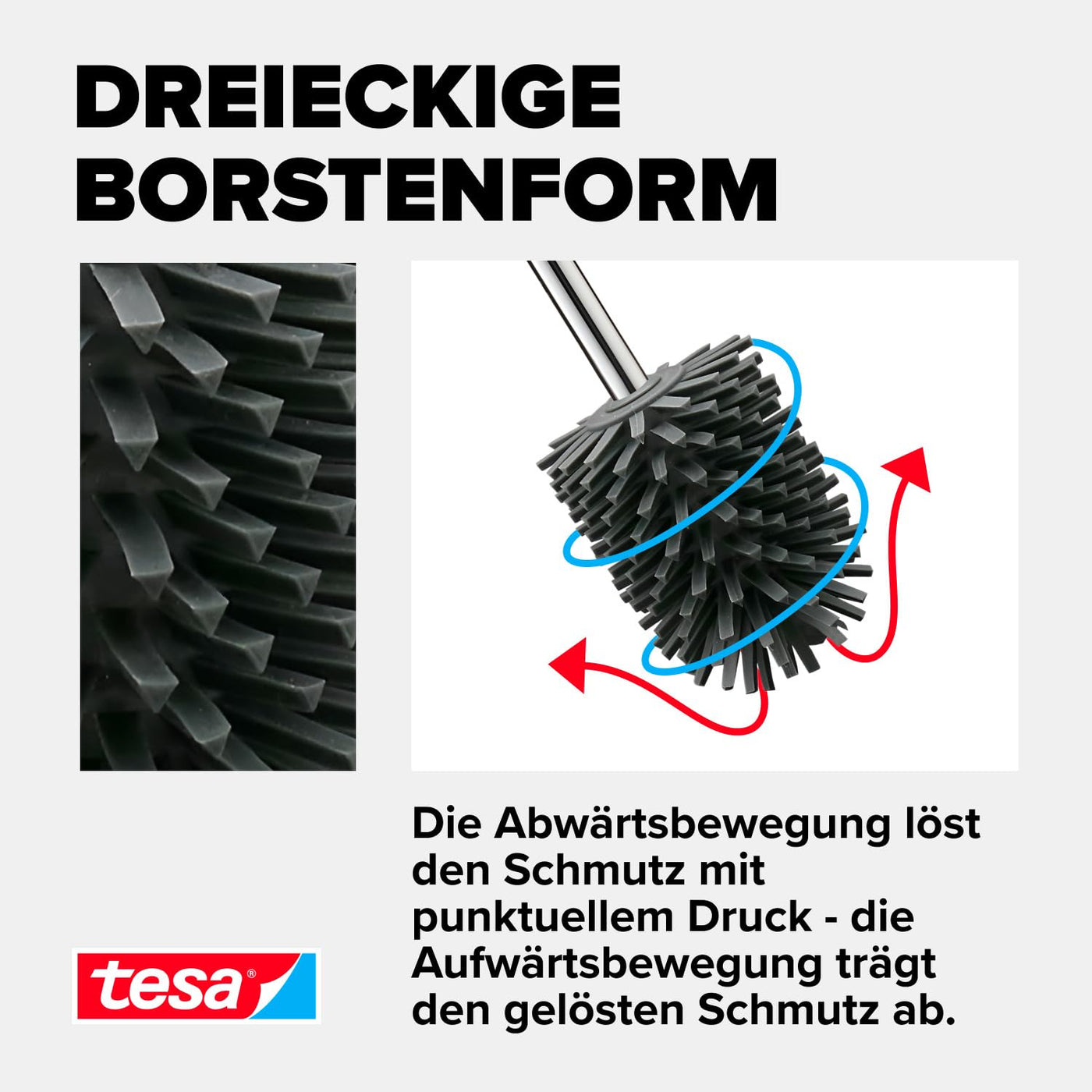 tesa Silikon-WC-Bürste - hygienische Ersatz-Toilettenbürste zur Verwendung in Allen tesa WC-Bürstengarnituren - Griff aus verchromtem Metall - Dunkelgrau - 37,4 x 7,1 x 7,4 cm