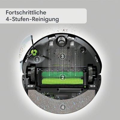 iRobot Roomba Combo j9+ Saug- und Wischroboter mit autom. Absaug-/Nachfüllstation, Kartierung, PrecisionVision Navigation, 4-Stufen-Reinigung, Objekterkennung/ -vermeidung, Sprachassistentenkompatibel