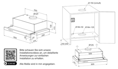 RADIALITIC KÜGERR patentierte Leisetechnologie | A100S60UP1G | 60cm leise Flachschirmhaube | ab 40 dB | Abluft - Umluft | 2 Jahre Garantie | Edelstahl | LED