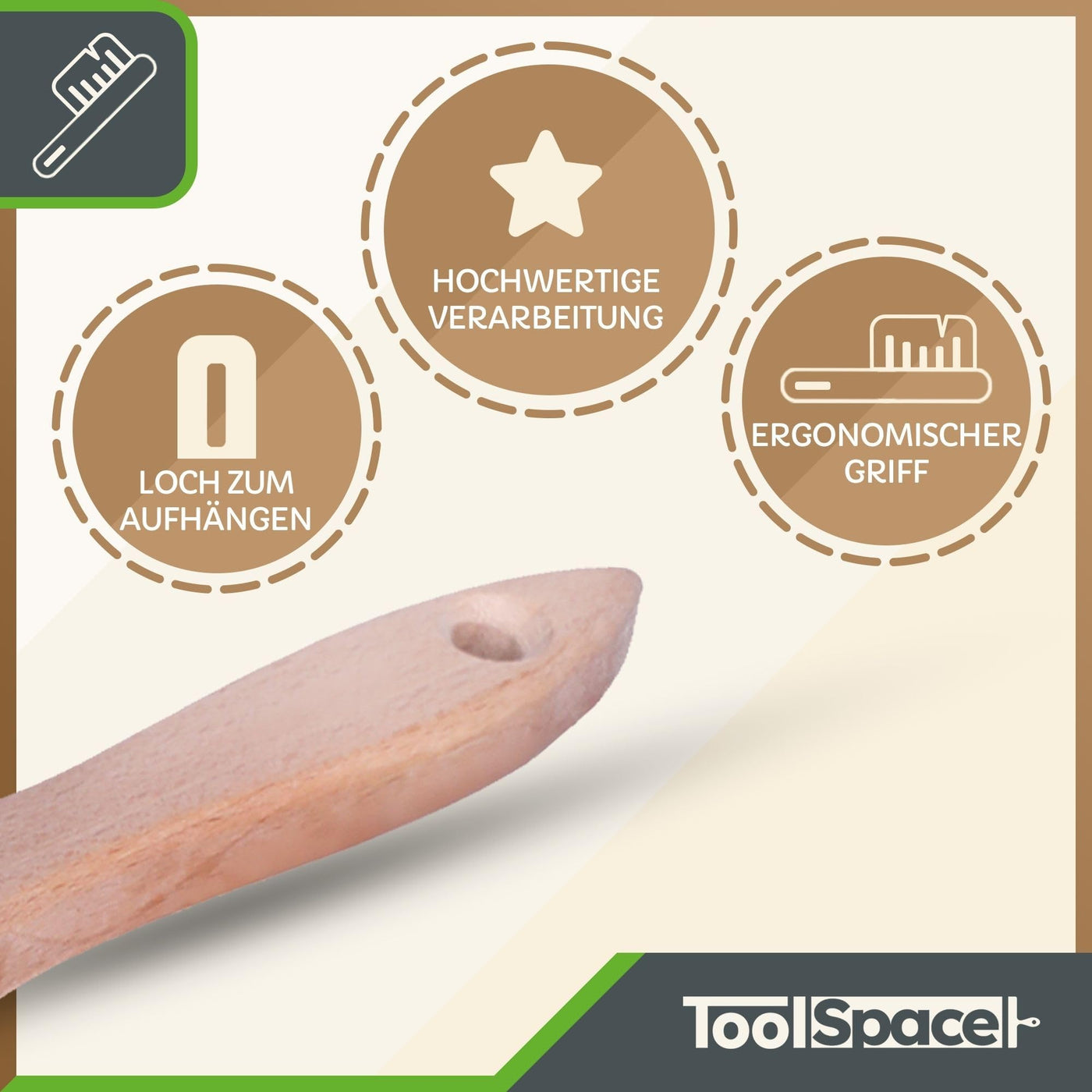 ToolSpace Handbesen x 2 - Handfeger aus Holz | Kehrwisch Besen Kunstborsten | Handkehrbesen | Handbesen Kamin, Camping | Kunststoff | Besen Winkel | Kehrset | Holzgriff Bürste | Hand Staubsauger