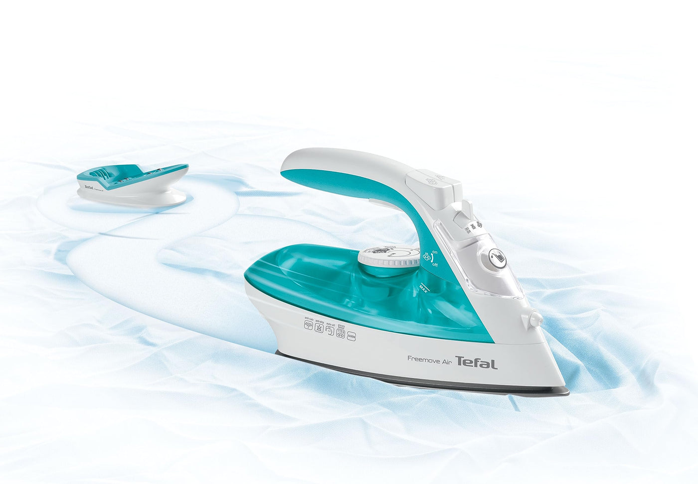 Tefal FV6520 Freemove Air Kabelloses Dampfbügeleisen | 2400 W | 25g/Min-Dauerdampf | 115g/Min-Dampfstoß | Kabellose Technologie | Automatisches Abschalten | Türkis/Weiß