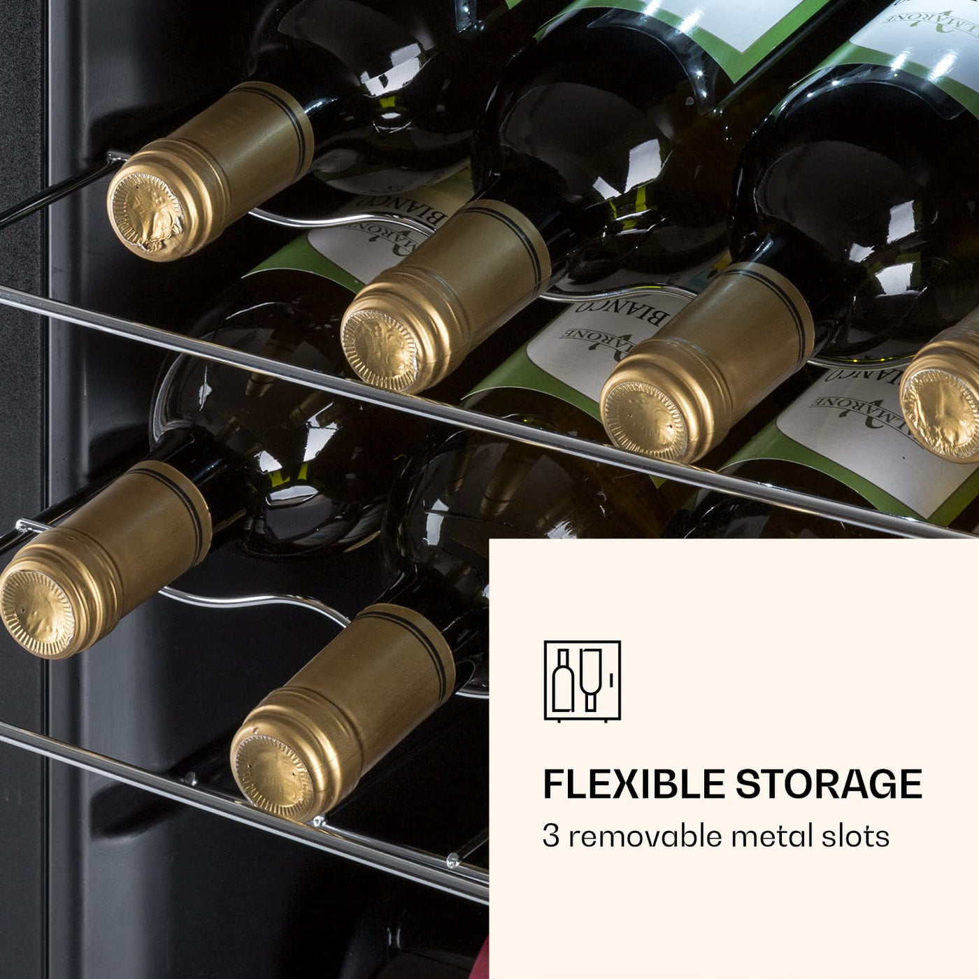 Klarstein Ultimo Uno Weinkühlschrank - Wine Fridge mit Temperaturregler: 5-8 °C, Weinschrank mit Touch-Bedienfeld, Platz für 16 Flaschen, 42 Liter Gesamtvolumen, schwarz