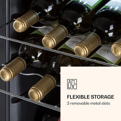 Klarstein Ultimo Uno Weinkühlschrank - Wine Fridge mit Temperaturregler: 5-8 °C, Weinschrank mit Touch-Bedienfeld, Platz für 16 Flaschen, 42 Liter Gesamtvolumen, schwarz