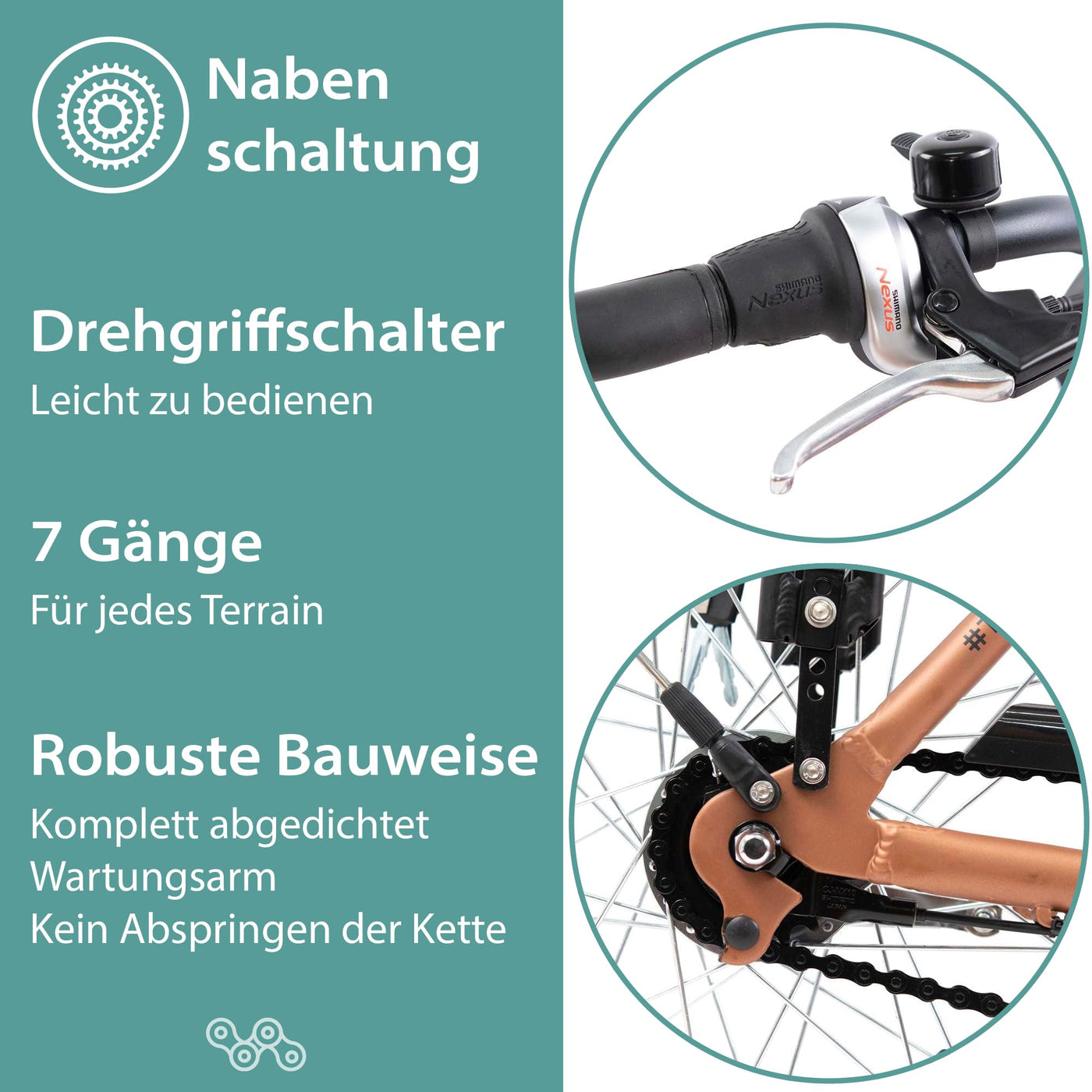 TRETWERK 28 Zoll E-Bike Cloud Mars Metal - E-Citybike Damen Fahrrad mit 7 Gang Nabenschaltung - Elektrofahrrad mit Frontmotor 250W, 36V