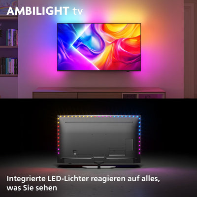 Philips Ambilight 'The One' 50PUS9000 4K QLED Smart TV - 50 Zoll Display mit P5 Perfect Picture Engine Ultra HD, Titan OS, Dolby Vision und Dolby Atmos Sound