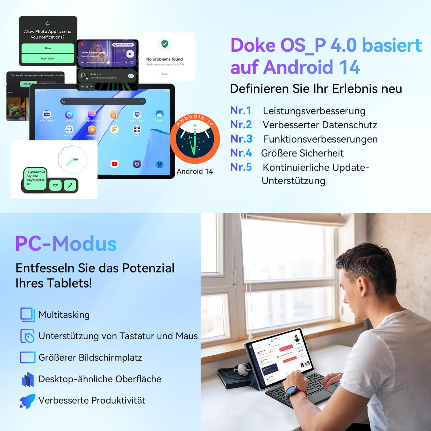 Blackview Tablet 11 Zoll Tab90 Android Gaming Tablet 4G LTE+5G WLAN 24GB(8+16) RAM 128GB ROM (2TB TF) 8200mAh 5MP+13MP Unisoc Tablets Octa-Core, Face ID/GMS/GPS/3.5MM Kopfhörerbuchse/BT5/Widevine L1