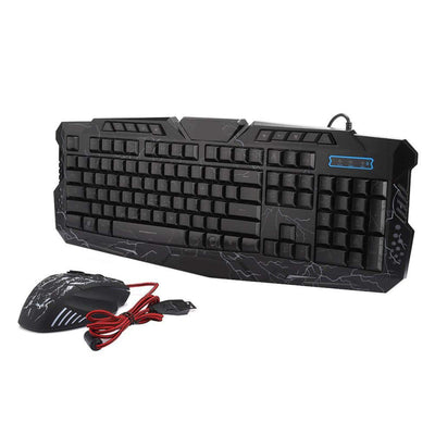 Tastatur-Maus-Set, USB Ergonomische dreifarbige Hintergrundbeleuchtung 104 Tasten Game Wired Keypad, für Computer Laptop Desktop, für Home Office
