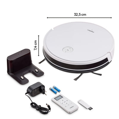 MEDION Saugroboter mit intelligenter Navigation S35 (App- und Sprachsteuerung, 4000Pa Saugkraft, Gyro-Navigation in systematischen S-Linien, Teppicherkennung, Wandsensoren)