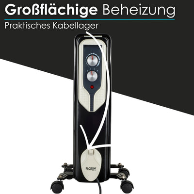 Öl Radiator 9 Rippen | 2000 Watt | 3 Stufen | Energiesparend | Ölradiator | Radiator Heizung | Heater | Heizgerät | Paneelheizkörper | Elektroheizung | Öl-Radiator | Heizkörper | Mini Heizung