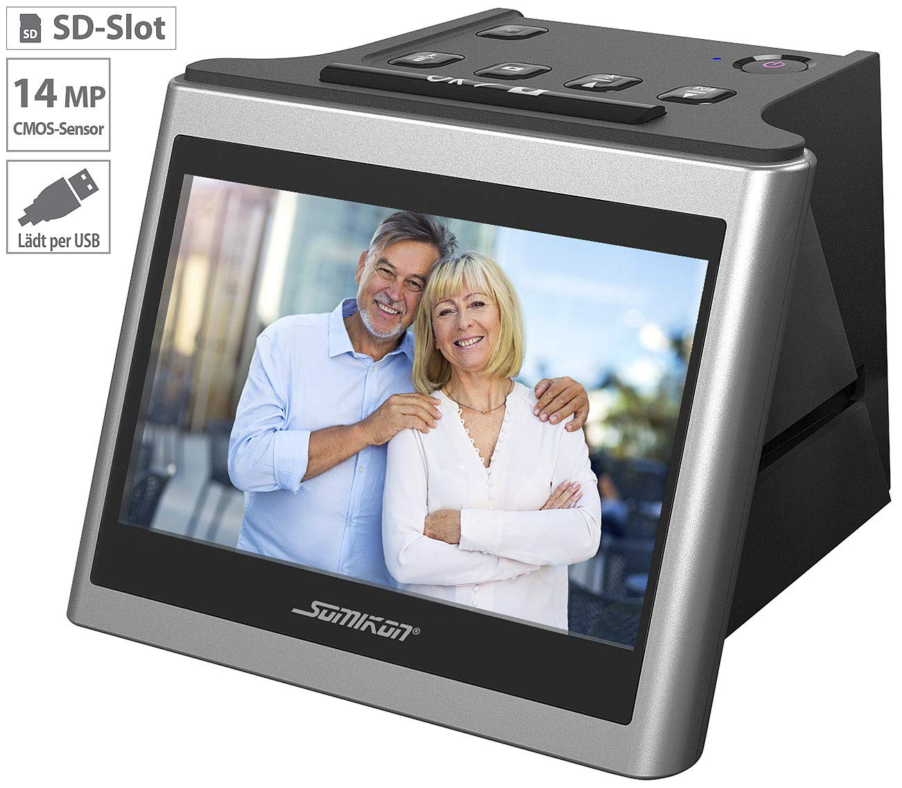Somikon Diascan: Stand-Alone-Dia- & Negativscanner, 5"/12,5 cm IPS-Display, 22 MP, HDMI (Negative digitalisieren, Diascanner mit Displays, Betrachter)