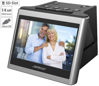 Somikon Diascan: Stand-Alone-Dia- & Negativscanner, 5"/12,5 cm IPS-Display, 22 MP, HDMI (Negative digitalisieren, Diascanner mit Displays, Betrachter)