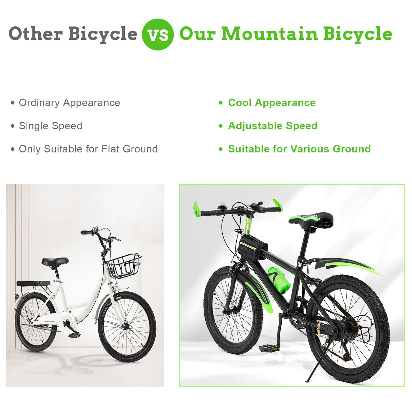 20 Zoll Mädchen 6,8,10 Jahre Mountainbike Kinder Jungen-Fahrrad 24 Zoll 7 Gang-Schaltung Mit Schutzblech Guide Premium Bergsteiger Fahrrad Jugendfahrrad (grün)