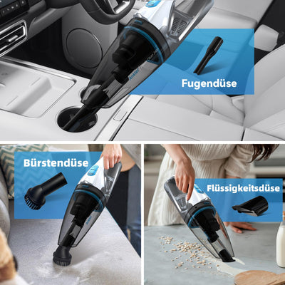 Anktel Handstaubsauger Testsieger 9000Pa mit LED Beleuchtung Handstaubsauger Akku Kabellos Nass&Trocken Handsauger mit Waschbar HEPA-Filter Beutellos per Auto, Haus -PowerClean 2400-