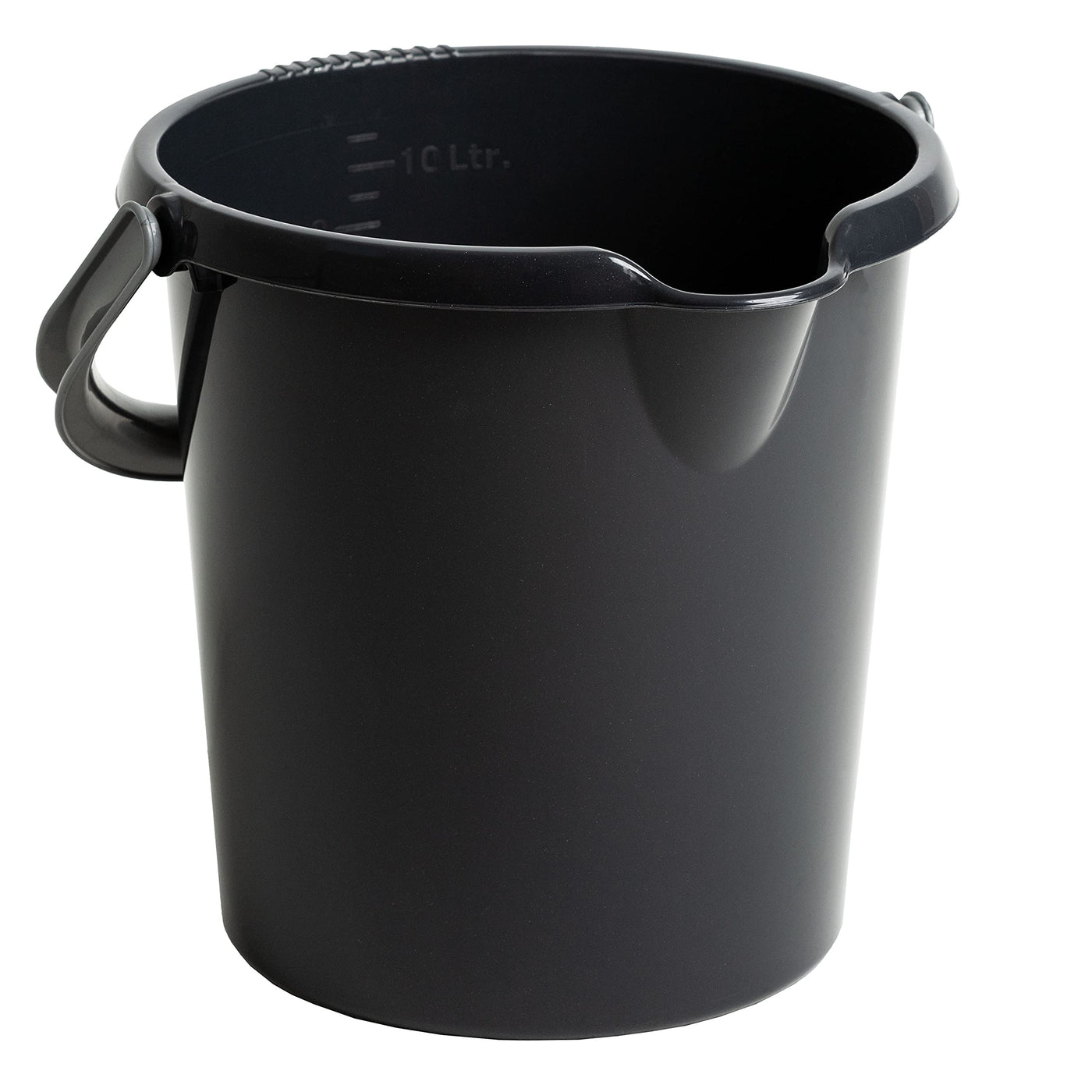 2X Eimer mit Ausguss und Henkel - 10 Liter - schwarz - Putzeimer Haushalt Küche Bad Camping Kunststoff Eimer Haushaltseimer Wassereimer