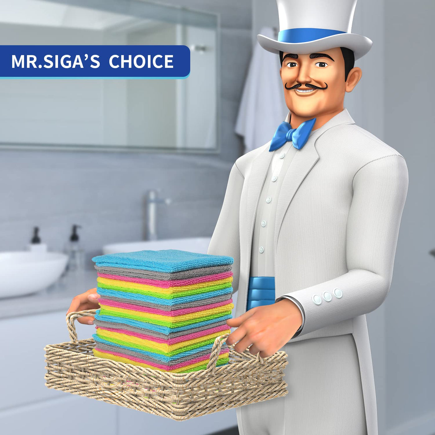 MR.SIGA Mikrofaser-Reinigungstücher Lappen Putztücher Fenster Tücher Mikrofasertücher Geschirrtücher, 50er Set, 30 x 30 cm