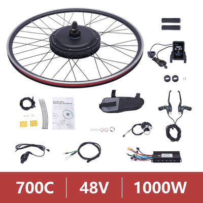 28“ E-Bike Fahrrad Umbausatz, 1000W E-Bike Nabenmotor Umbausatz Elektro Vorderrad Hinterrad Elektrofahrrad ebike Motor Conversion Kit