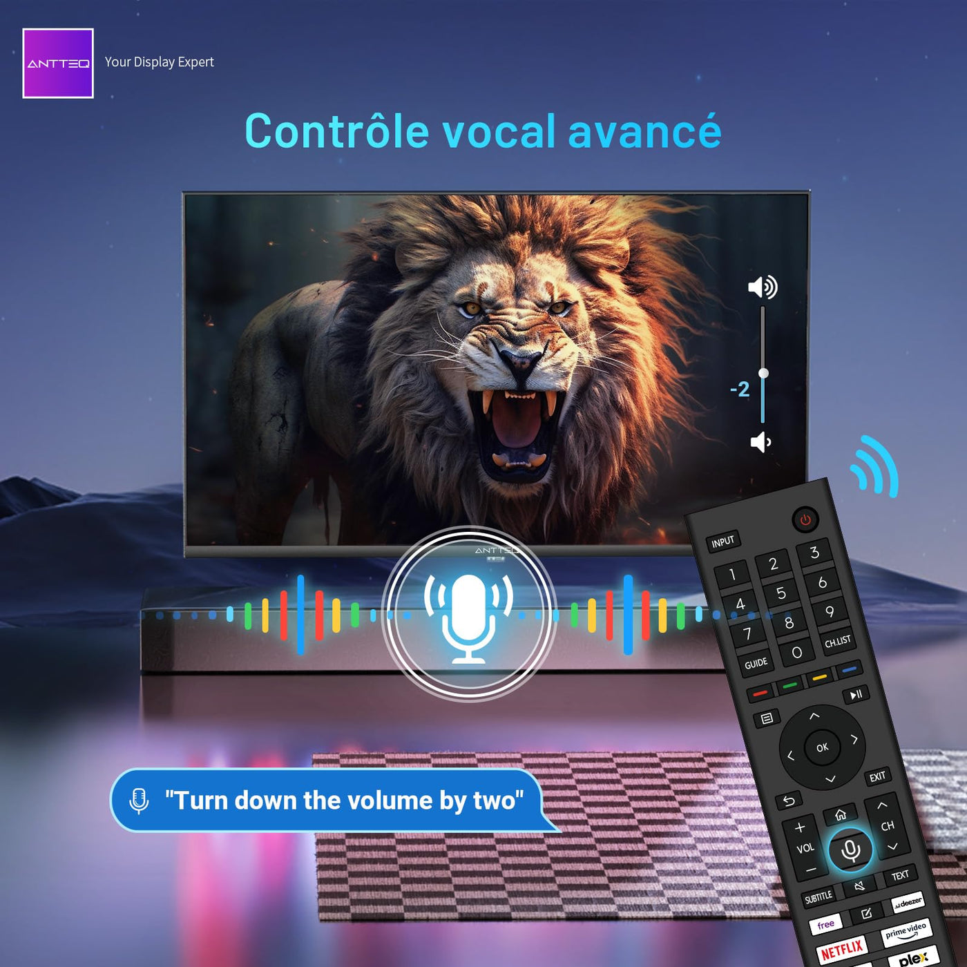 Antteq V32-AH3Q1L-BT 32 Zoll Smart TV(Fernseher 81 cm),Voice Remote Control,HD,Triple Tuner(DVB-T2/S2/C),App Store,DAZN,UVM,WiFi,Hotelmodus,2024